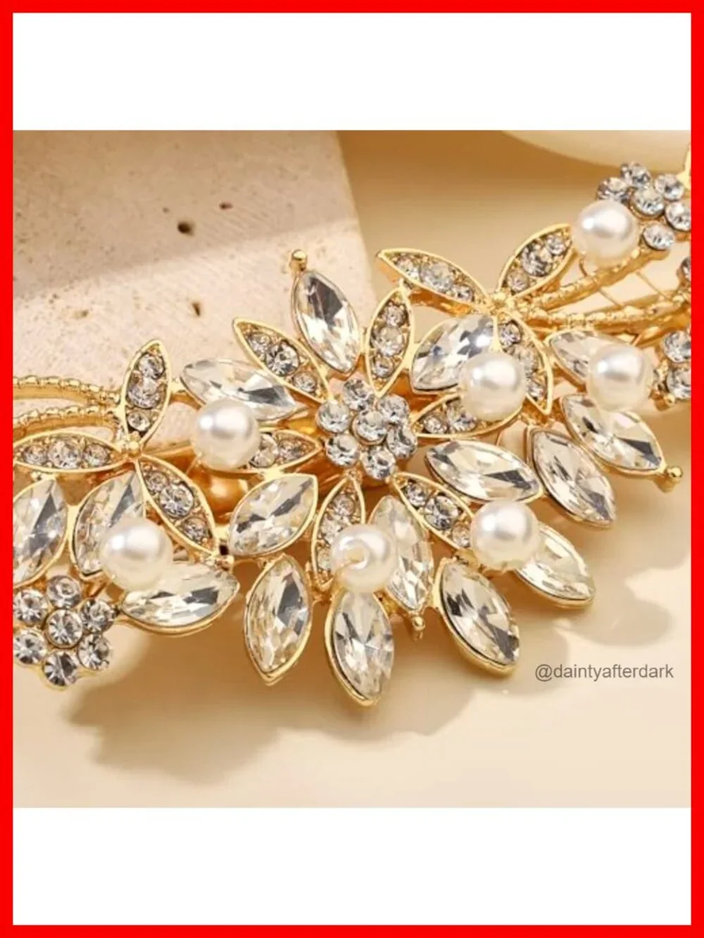 Crystal Rhinestone Pearl Hair Comb Gold Wedding Hair Pin Accessory
